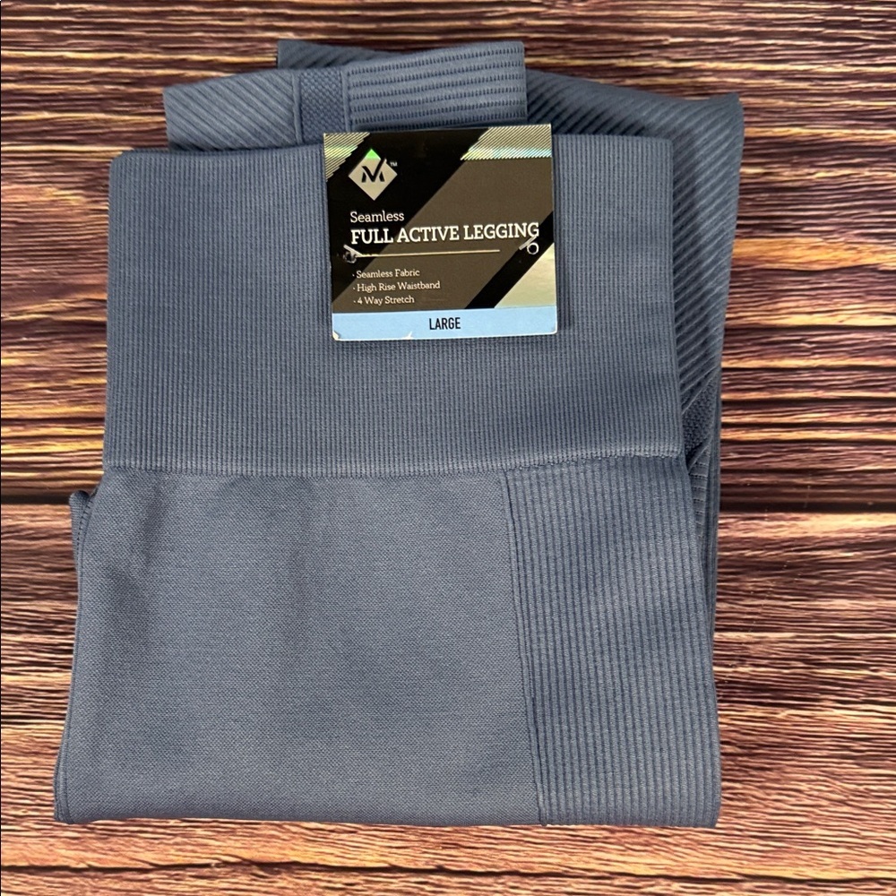 Women's Blue Gray 7/8 Leggings seamless, high-rise waistband, four-way stretch - Picture 11 of 11